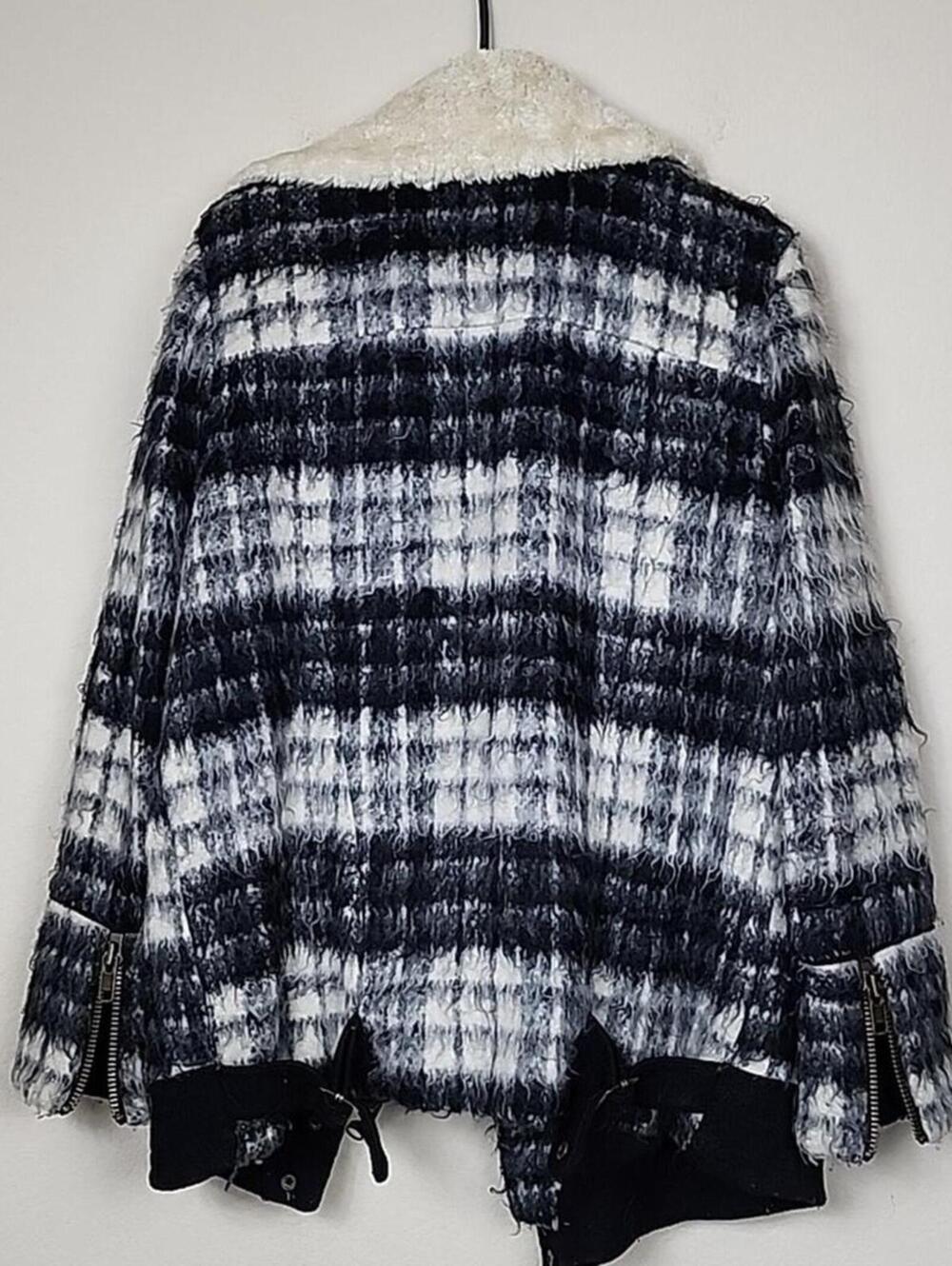 Free People Shaggy Sherpa Plaid Coat Jacket - Picture 2 of 5